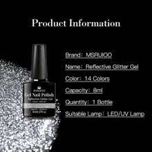 MSRUIOO 8ml Reflective Gel Nail Polish, Pink & Silver, Removable, UV LED Cured Gel, Super Shiny Glitter Series, Semi-Permanent Manicure, Nail Art Gel Polish - Multicolor - View 7