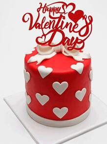 1pc Happy Valentine's Day Cake Topper Red Glitter Sweet Heart Valentine Cake Picks Happy Valentine's Day Theme Wedding Birthday Party Cake Decorations Supplies