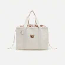 Cute Cartoon Bear Mom Handbag, Multifunctional Tote Shoulder Bag For Outing, Convenient Storage (No Accessories) - White - View 6