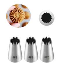 3Pcs Piping Tip,Piping Tips For Eclair,Open Star Pastry Tip Large For Piping,9FT Icing Tips - Silver - View 9