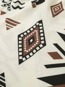 Pantalones cortos de playa casuales con estampado geométrico para hombres, adecuados para la , uso diario en primavera y verano, también apropiados para la escuela, estilo hawaiano - Blanco - Ver 7