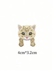 1 Piece Iron On Cartoon Animal Cat Embroidery Handbook Decoration Cloth Self Adhesive Clothes Patch Stickers Summer, School