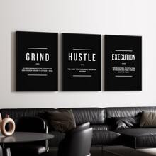 Juego de 3 Carteles con citas inspiradoras en blanco y negro sin marco, decoración mural elevadora, arte de pared de lienzo resistente al agua, pintura mural como regalo, póster motivacional para dormitorio, sala de estar, oficina, comedor, gimnasio, hogar y decoración de dormitorio