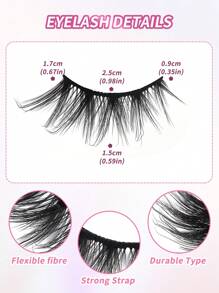 5 Pairs CC Curl Manga Half Lashes Clear Band Eyelashes Cat Eye False Eyelashes Short Soft 3d Faux Mink Eyelashes Soft Natural Makeup,Pink Leaf Tray, Suitable For Travel Carrying, Christmas Gift For Women - 眼尾拉長款 - 查看 3