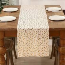 1 pièce Chemin de table décoratif, thème classique doré avec motif étoiles et lunes en feuille d'or, convient pour la décoration de table de la maison pour l'Al-Fitr, cadeau