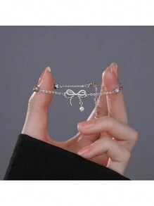 Sterling Silver Smart Bow Bracelet Women's Versatile Light Luxurious Butterfly Dream Chain Pendant Bracelet Best Friend Couple Birthday Gift