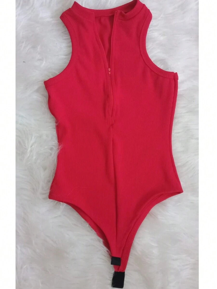 Ana Ruga Zipper Tank Top Fashion 2025 - Đỏ - Xem 1