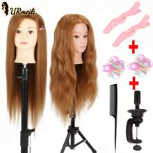 24inch Professional Hairdresser Training Mannequin Head With 70% Real Hair - Includes Clamp Holder & Tripod Stand For Styling And Cosmetology Practice