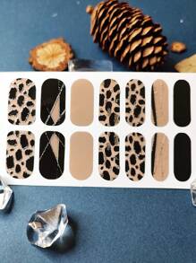 1sheet Leopard Print Nail Art Sticker & 1pc Nail File Nail Stickers DIY - Multicolor - View 3