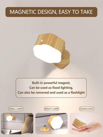 LED Sconces, Wand Mounted Lamps Rechargeable Battery Operated USB Port 1/3 Temperatures 2/3 Brightness Levels 360°Rotate Magnetic Ball, Cordless Lights Reading Bedside view 10