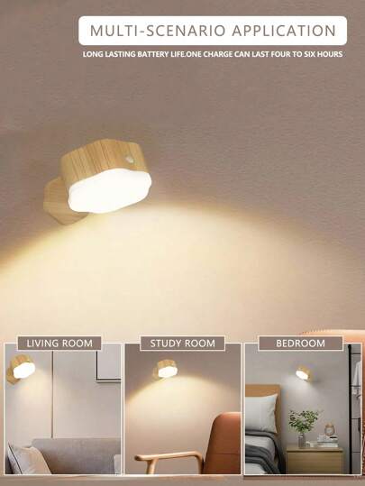 LED Sconces, Wand Mounted Lamps Rechargeable Battery Operated USB Port 1/3 Temperatures 2/3 Brightness Levels 360°Rotate Magnetic Ball, Cordless Lights Reading Bedside view 9