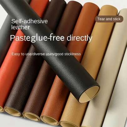 1Roll Self-Adhesive Faux Leather Fabric Patch For Sofa Repair, Car Interior Seat, Leather Bed Renewal, Soft And Hard Decorative Coverings - Non Fading, Strong Viscosity, Wear And Scratch Resistant, Durable And Long Lasting, Tear Resistance And Tensile Strength, Black/Brown/White/Blue/Orange