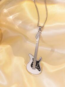 1-5pcs Fashionable Hip-Hop Stainless Steel Guitar Pendant Necklaces