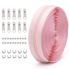 1 Set = 4.5M Zipper + 10 Zipper Pulls + 20 Top Stops + 10 Bottom Stops, #5 Nylon Zippers, 85 Color Options, Suitable For Garments, Bags, Home Textiles, Bedding