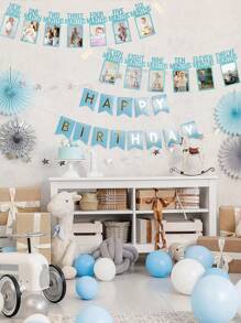 Pancarta para foto de 1er cumpleaños de bebé desde recién nacido hasta 12 meses, decoraciones para primer cumpleaños de niña con guirnalda de hitos mensuales | Pancarta para foto de primer cumpleaños con marco precosido