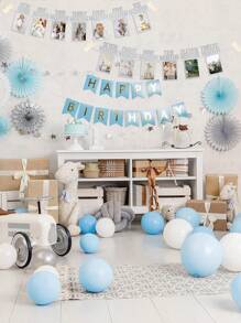 Pancarta para foto de 1er cumpleaños de bebé desde recién nacido hasta 12 meses, decoraciones para primer cumpleaños de niña con guirnalda de hitos mensuales | Pancarta para foto de primer cumpleaños con marco precosido