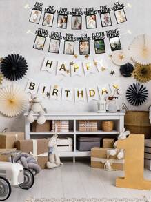 Pancarta para foto de 1er cumpleaños de bebé desde recién nacido hasta 12 meses, decoraciones para primer cumpleaños de niña con guirnalda de hitos mensuales | Pancarta para foto de primer cumpleaños con marco precosido