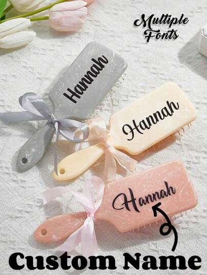 1pc Marble Pattern Massage Hair Brush With Square Handle, Women Exclusive, Customized Birthday Gift, Holiday Gift, Personalized Gift,Multi-Functional,Space-Saving,Ornamental,Letter,Exquisite,Stylish,Vintage,Unique,Customized,Personalized,Custom,Ideal Gifts For Her,Girlfriend,Her,Grandparents,For Anniversaries,For Weddings