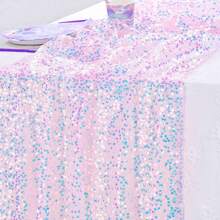 1 pièce Chemin de table pailleté et scintillant thème sirène, convient pour fête d'anniversaire, dîner, décoration de fête de princesse sirène pour hommes et femmes