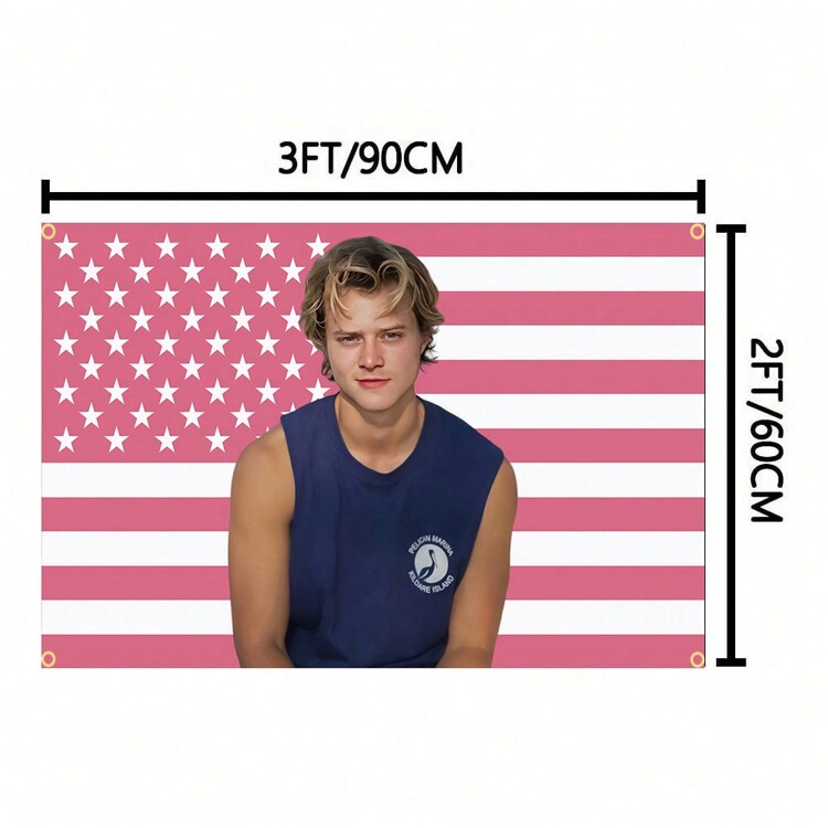JJ Outerbanks Rosa amerikansk flagga konstnärlig gobeläng sovrumsdekoration väggbonad gobeläng rumsdekor, julklappar, sovsaldekoration - Multifärgad - Visa 6