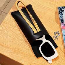 1pc Faux Leather Glasses Bag, Matching Color Design, Portable Glasses Bag With Drawstring Closure - Suitable For Reading Glasses And Regular Glasses, Gender Reveal Party, Perfect For Birthdays, Weddings, Parties, The Perfect Gift For Colleagues, Friends, And Family, Back To School