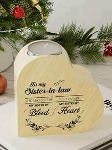1pc Unique Wooden Candle Holder For Best Friend With Heart Cutout - Uncharged Wood Frame, Perfect Friendship Appreciation Memorial Gift For BFF, Birthday, Christmas, Thanksgiving Present For Women