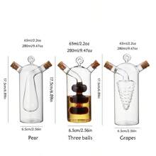 1 件橄榄油和醋分配器，2 合 1 透明双层玻璃厨房烹饪容器，9.5 盎司橄榄油分配器瓶，带木塞，双倾倒嘴塞，用于油和醋，学校用品 - 白色 - 查看 2