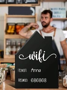 WiFi Password Wooden Table Sign, Freestanding WiFi Password Sign Board With Erasable Marker, Suitable For Home, Business, Decoration - Black - View 4