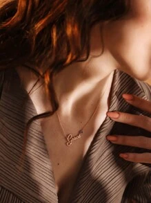 定制款优雅诞生石不锈钢项链，女士风格，可定制18K镀金不褪色名字项链，时尚个性化珠宝，适合婚礼、度假、舞会、圣诞节、母亲节礼物 - 生日石-1 - 查看 4