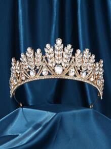 1件装奢华新娘皇冠，水晶发箍头饰，婚礼头饰，适合派对、订婚仪式、生日等场合，闪亮皇家皇冠，情人节配饰