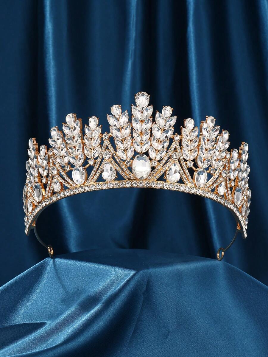 1件装奢华新娘皇冠，水晶发箍头饰，婚礼头饰，适合派对、订婚仪式、生日等场合，闪亮皇家皇冠，情人节配饰