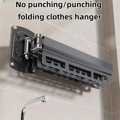Foldable Wall-Mounted Retractable Clothes Drying Rack, No Drill Needed, Hidden Type For Balcony Home Use