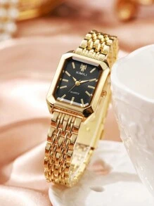 2pcs/Set Women's Luxury Slim Square Dial Steel Band Fashion Minimalist Quartz Wristwatch, Stylish & Elegant, No Watch Box Included - Gold - View 8