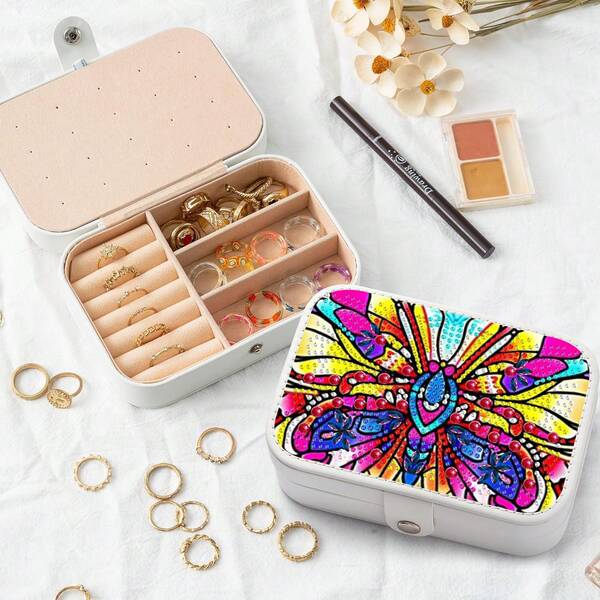 DIY Diamond Painting Jewelry Box - Portable Travel Ring, Earring, Necklace Storage Box - Rectangle Animal Butterfly Pattern Design Gift, Suitable For Mom, Lover, Friend