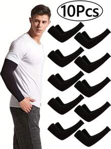 10双装男士护臂 - 纹身遮盖 - 清凉运动护臂，适用于篮球、高尔夫、足球等运动，防紫外线，带拇指孔，适合男士和青少年使用。清凉护臂可遮盖纹身，防晒压缩护臂，夏季清凉袖口，适合男士户外跑步、钓鱼等运动，防晒保护，黑色仿纹身护臂，男士礼物之选。 - A - 查看 1