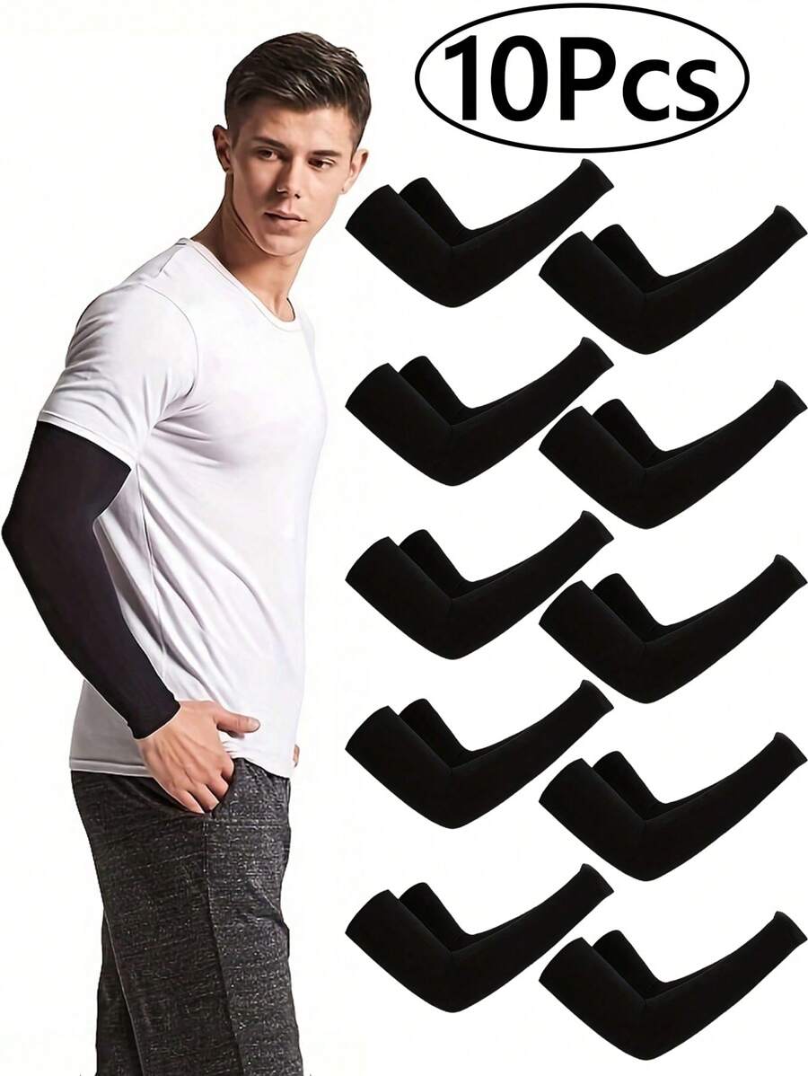 10双装男士护臂 - 纹身遮盖 - 清凉运动护臂，适用于篮球、高尔夫、足球等运动，防紫外线，带拇指孔，适合男士和青少年使用。清凉护臂可遮盖纹身，防晒压缩护臂，夏季清凉袖口，适合男士户外跑步、钓鱼等运动，防晒保护，黑色仿纹身护臂，男士礼物之选。 - A - 查看 1