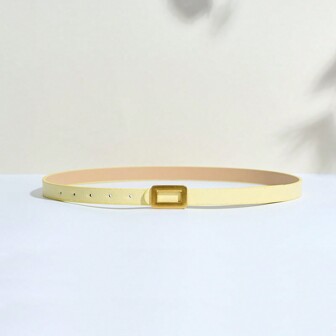 奢华时尚高端金色锌合金扣配纯色 PU 皮革小腰带，休闲可爱优雅性感商务派对多功能装饰，适合所有季节服装夏季、学校秋季、秋季、万圣节