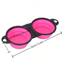 Recipiente de comida y agua plegable y portátil para perros 2 en 1, de silicona, para viajes al aire libre con mascotas