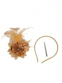 1Pc Fascinator Hats For Women Tea Party Hat Kentucky Flower Organza Fascinators Headband Brooch Derby Hats For Wedding - A - View 8