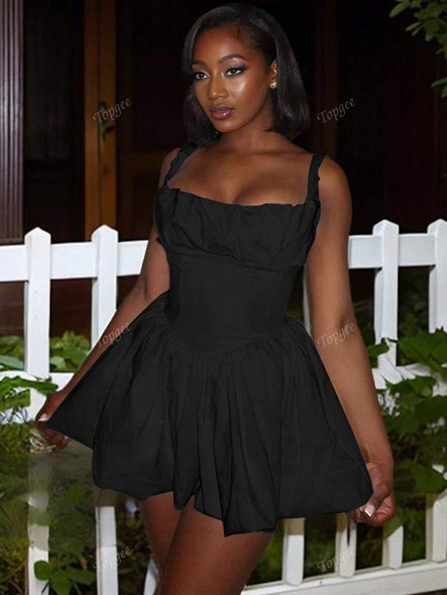 Vestido mini de ombros à mostra na cor sólida, sexy, para mulheres