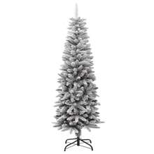 Flocked Snow Artificial Christmas Tree 5 Foot PVC And PE Durable Holiday Decor - 白色 - 查看 2