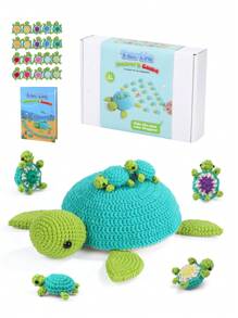 1 Conjunto Kit de Crochê de Pelúcia de Tartaruga, Jogo da Memória Boneca Lã Crochê DIY, Escultura Decorativa para Casa, Presente Fofo e Interessante, Inclui Acessórios Básicos e Instruções