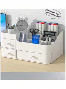 1 szt. Szuflada do przechowywania kosmetyków, duży organizer na produkty do pielęgnacji skóry na toaletce, plastikowy stojak na szminki, świetny jako prezent na Walentynki - Wielokolorowe - Zobacz 2