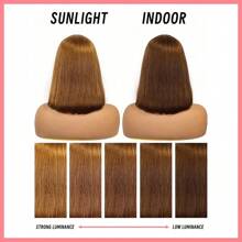 CUEKI 巧克力棕色 13x4 直发蕾丝前纤维混合真人发假发高清透明蕾丝前假发 180 牙预拔婴儿头发女士 - 巧克力棕 - 查看 6