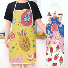 Fruit Series Printed Cute Party Wedding Polyester Peach Pom Pom Printed Apron - Multicolor - View 1