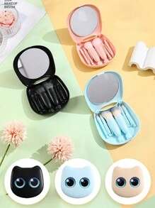 1 caja de 6 piezas Juego de brochas de maquillaje portátiles con diseño de gato lindo - Brocha para polvo, brocha para sombra de ojos y brochas surtidas, Juego de brochas, Kit de brochas de maquillaje, Juego de brochas de maquillaje, Kit de maquillaje completo, Juego de brochas de maquillaje, Kit de maquillaje completo, Juego de brochas, Juego de brochas de maquillaje, Juego de regalo de maquillaje, Juego - Multicolor - Ver 1