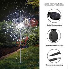 8 件装圣诞太阳能烟花灯星爆球灯 480 LED 户外防水铜线灯 1 件装 60LED 仙女灯，用于花园、屋檐、露台、凉亭的装饰灯 - 彩色 - 查看 13