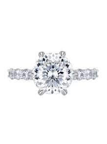 1pc S925 Sterling Silver 3CT Round Moissanite Luxurious & Elegant Women's Ring, Wedding/Engagement/Anniversary/Birthday/Valentine's Day/Christmas Gift With Moissanite Certificate And Gift Box - Silver - View 6