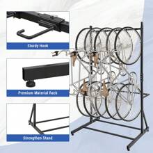 GOCAPTAIN Freestanding Bike Rack For 5 Bicycles, Adjustable Height Vertical Bike Rack, Indoor Bike Storage Rack With 300 Lbs Capacity, Black - Black - View 3