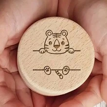 1pc Personalized Baby Tooth And Curl Keepsake Set - Wooden Carved Jewelry Box, Suitable For Child Growth Memory, Perfect Gift, Birthday Present, Suitable For Christening, Baby Shower Or First Haircut, Back To School,Customized Kids Growth Souvenirs,Warm Ambience - Wood Color - View 15